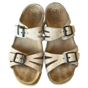Mephisto Hannel Sandals Beige Leather Cork Footbed Womens 7 UK 5 EU 38